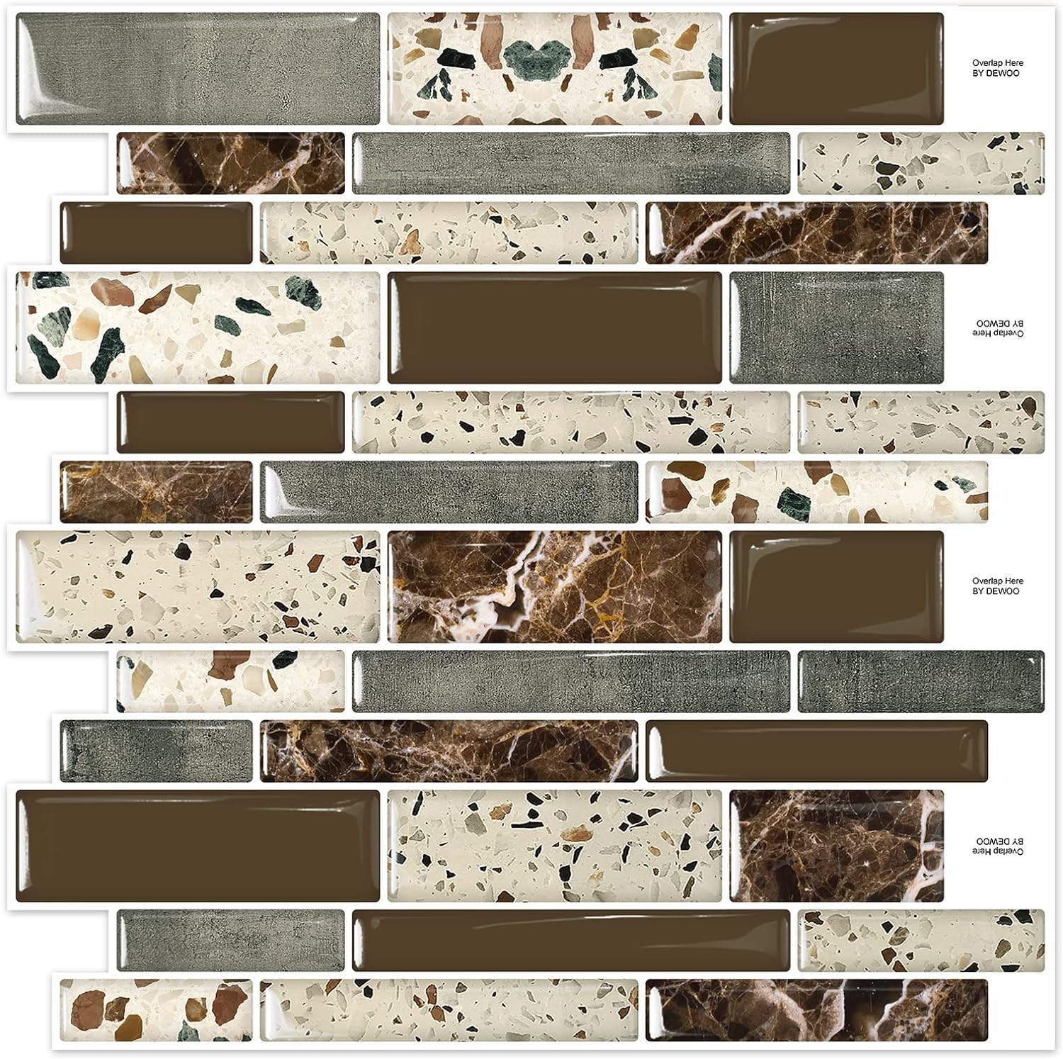 10-Sheet Premium Brown Stick on Kitchen Backsplash, Special Backsplash Tile Peel...
