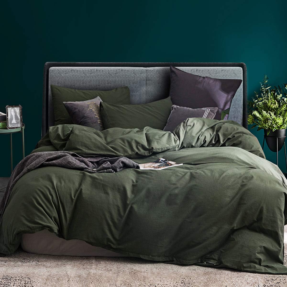 ECOCOTT 3 Pieces Duvet Cover King 100% Washed Cotton 1 Duvet Cover with Zipper a...