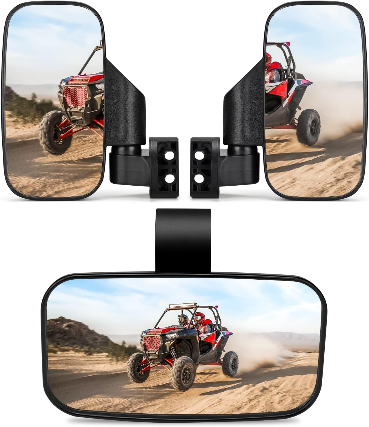 KEMIMOTO UTV Side Mirrors And Center Mirror with 1.6" to 2" Roll Bar Cage, Adjus...