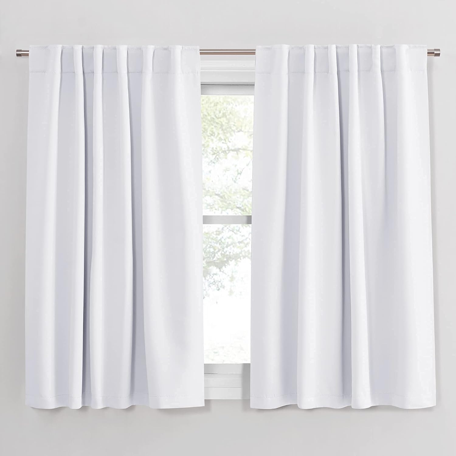 PONY DANCE Kitchen Curtains White - Thermal Insulated Draperies Light Filter Cur...