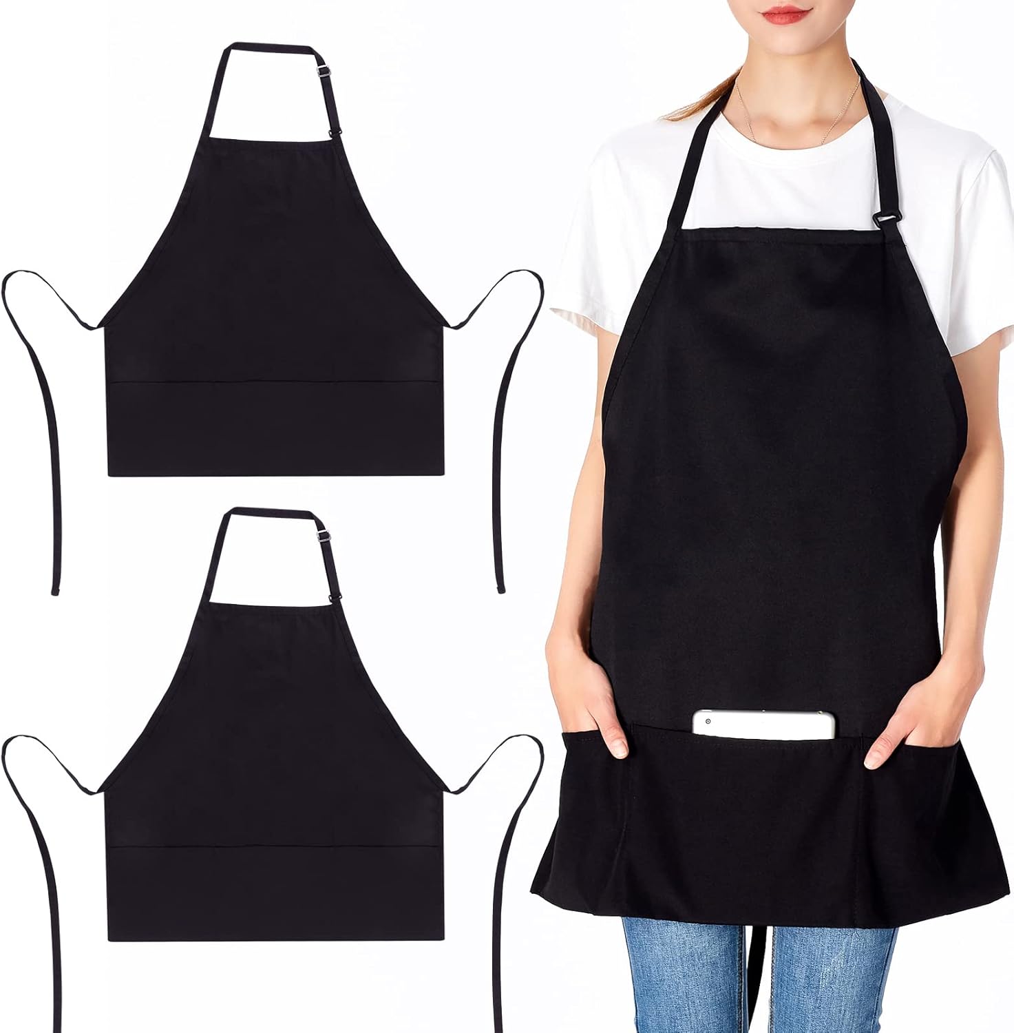 Jubatus Cooking Apron with Adjustable Bib, Special Chef Kitchen Apron with 3 Poc...