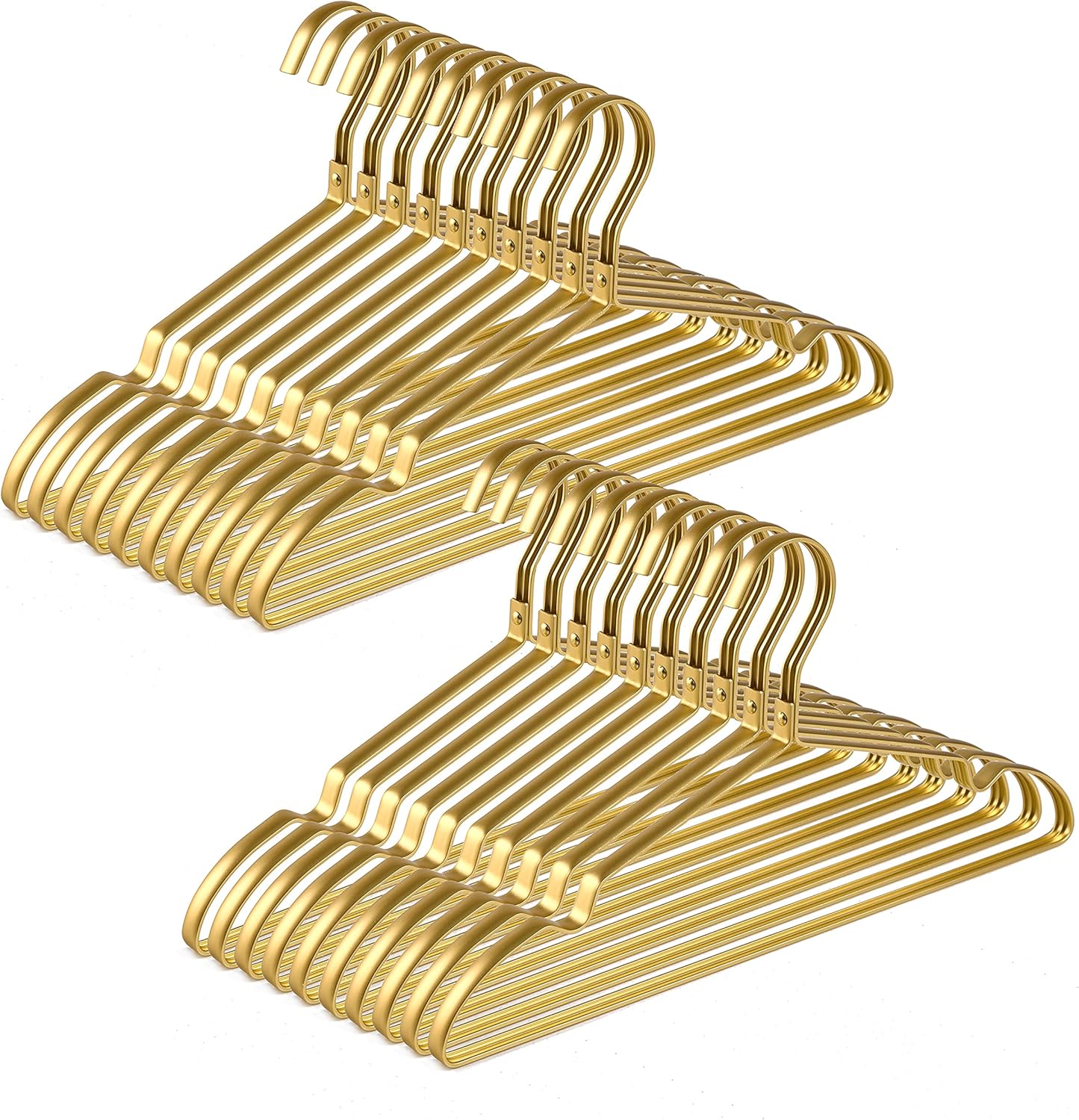 Amber Home 20 Pack Premium Matte Gold Aluminum Coat Hangers, 16.5” Extra Smooth...