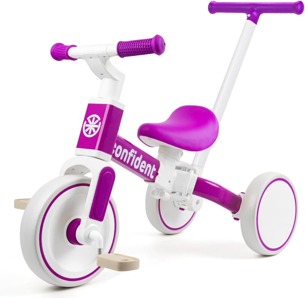 XIAPIA Tricycles for 1-3 Year Olds, 5 in 1 Toddler Balance Bike with Removable P...