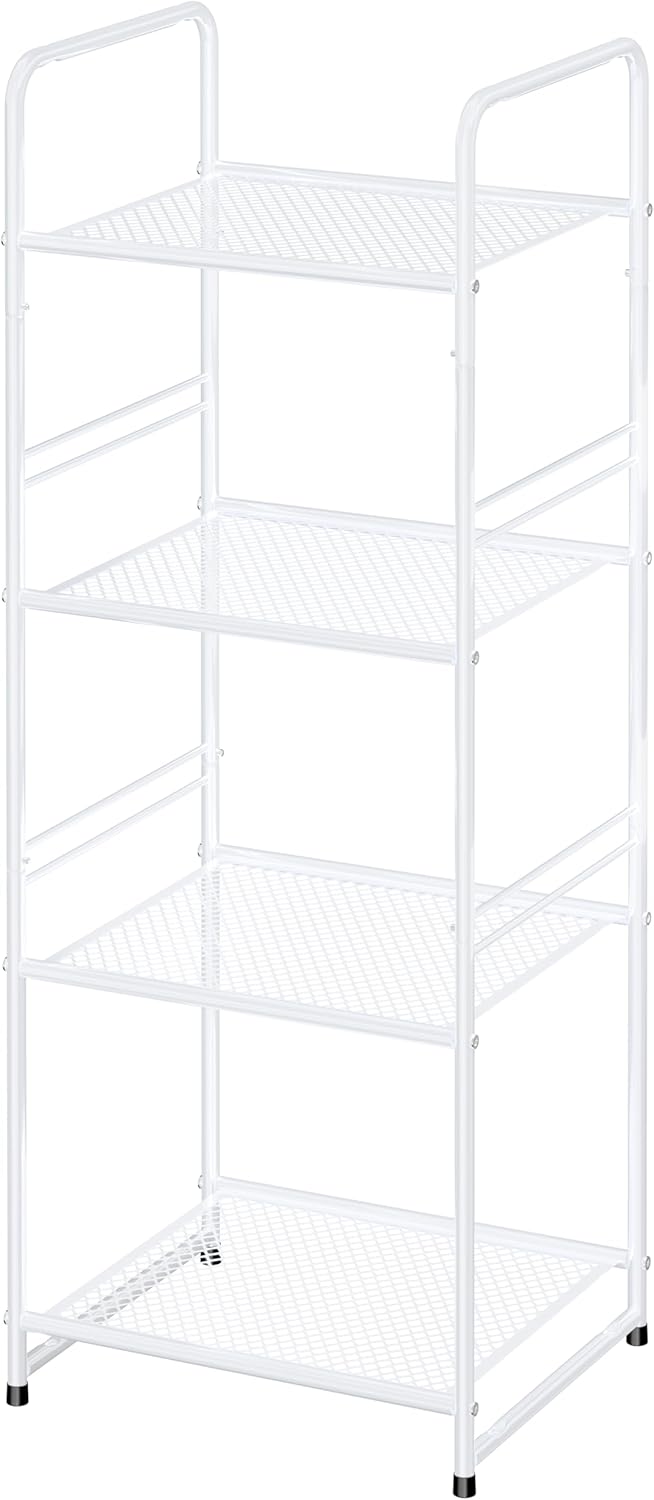 4-Tier Metal Shelves for Storage Rack Outdoor Indoor Waterproof, Stackable Heavy...