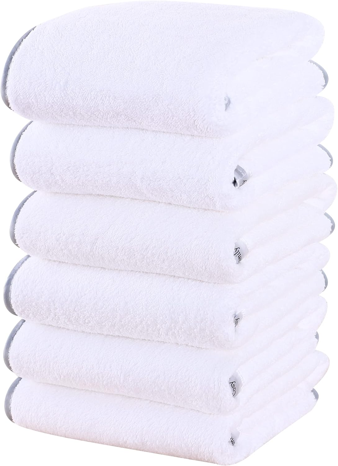 Cosy Family Ultra Soft Microfiber Absorbent Hand Towel Set of 6 - Silk Hemming T...