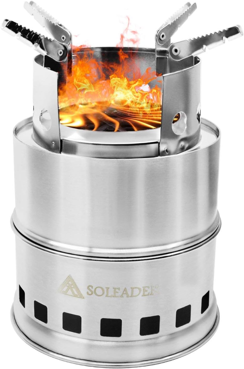 SOLEADER Portable Wood Burning Camp Stoves - Stainless Steel Compact Gasifier St...