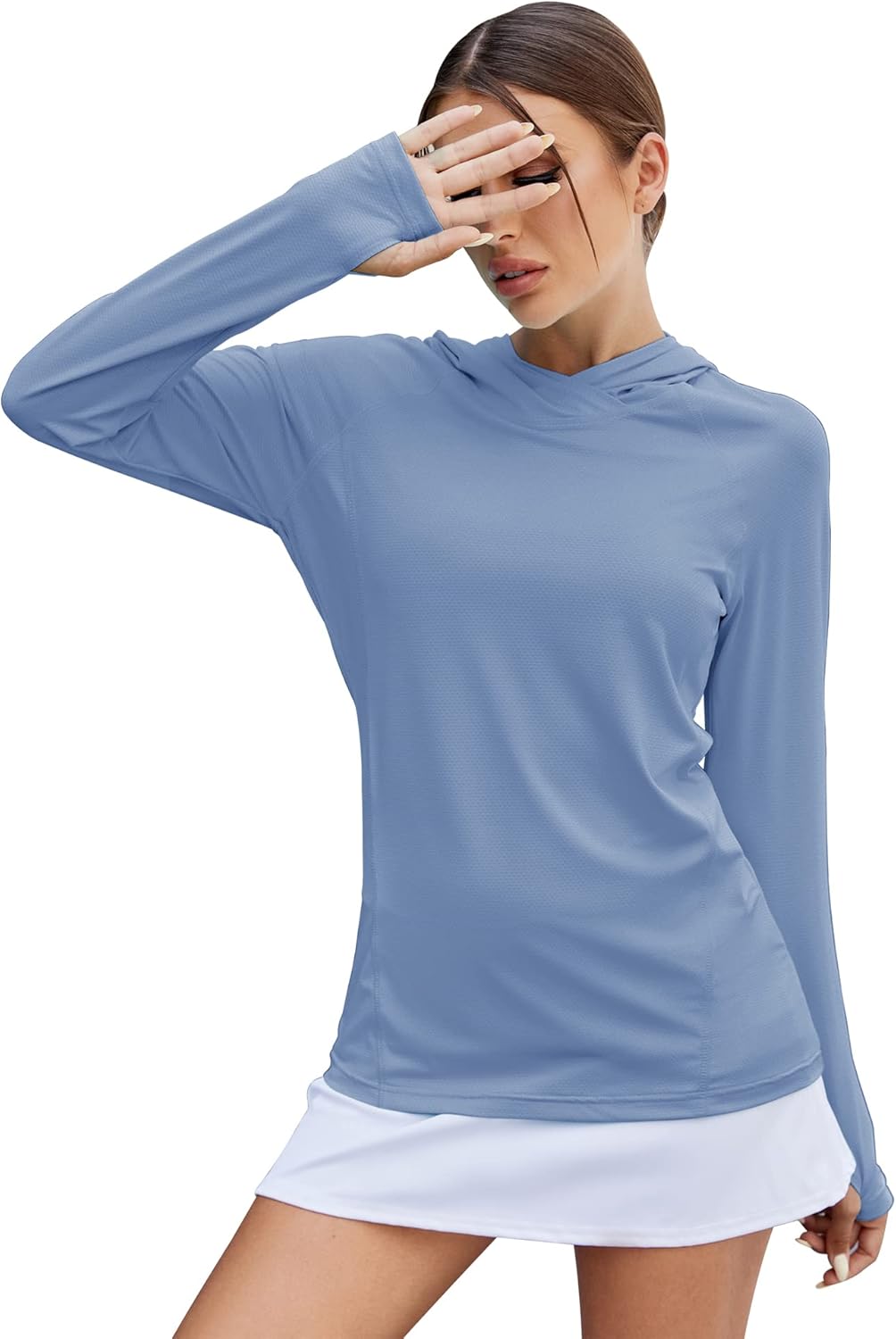 LUYAA Women's UPF 50+ Sun Protection Hoodie Breathable Stretch Hiking Shirts Lon...