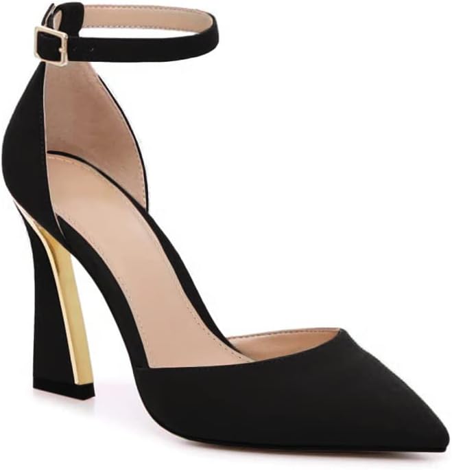 Juliet Holy Womens Pumps Point Closed Toe Heels Buckle Ankle Strap D'Orsay Heele...