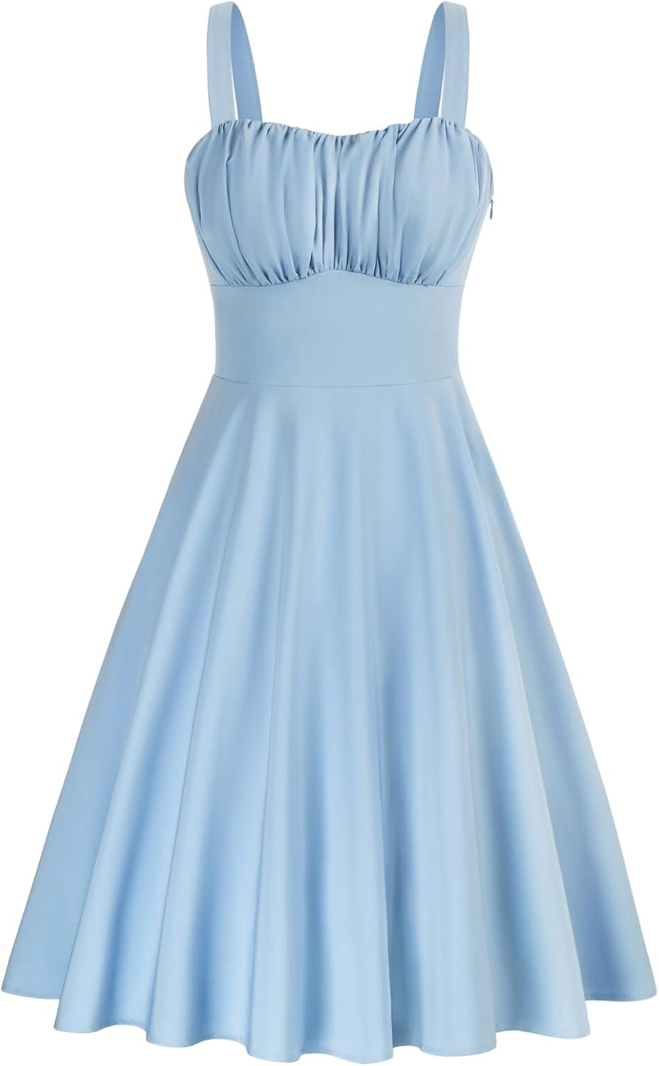 Belle Poque Women's Vintage Sleeveless Solid Floral Ruched Summer Cute A-Line Fl...