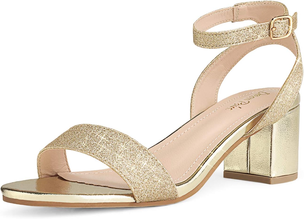 DREAM PAIRS Women's Open Toe Sandals, Special Ankle Strap Low Block Chunky Heels...