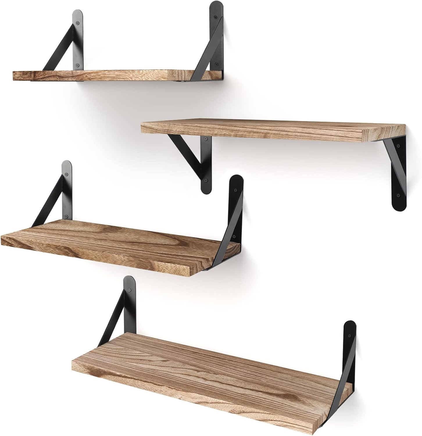 YGEOMER Floating Shelves for Wall, Light Carbonized Brown Wall Shelves Different...