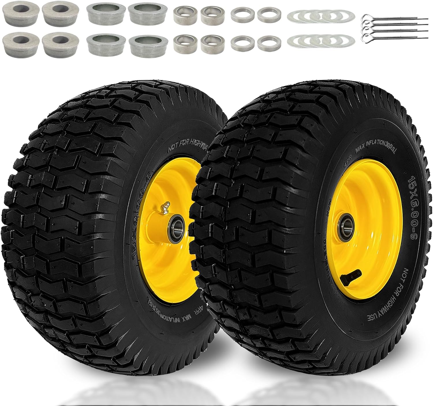 2PCS 15x6-6 Tubeless Lawn Mower, Special Mower Front Tires Replacement, Innovati...