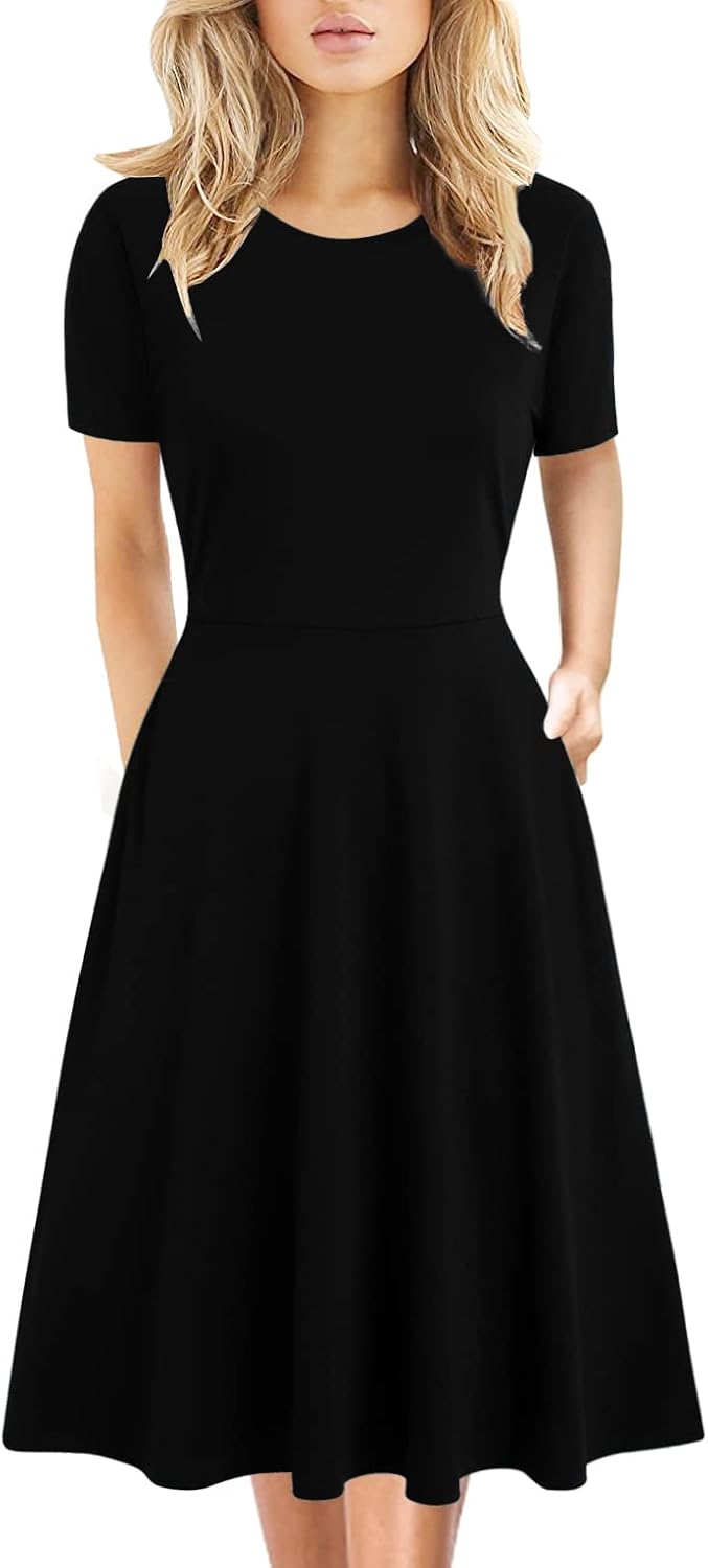 Women's Elegant Vintage 50s Office Casual Floral Print Work Party A-Line Swing D...