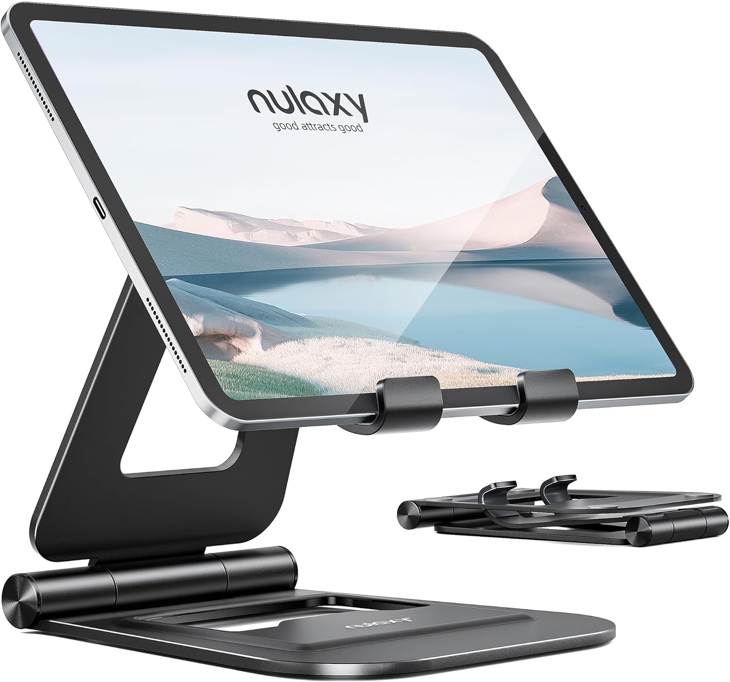 Nulaxy Aluminum Dual Foldable iPad Stand, Fully Adjustable Desktop Tablet Holder...
