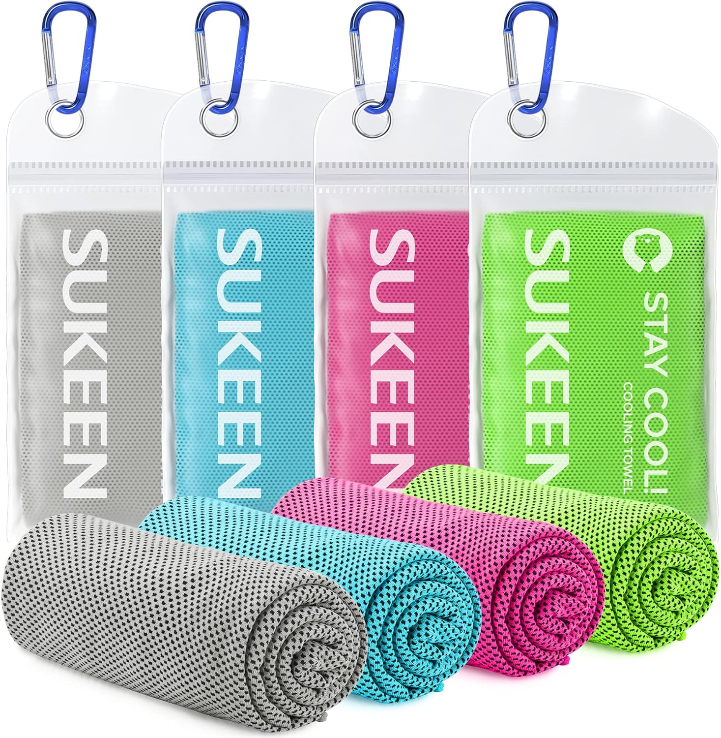Sukeen [4 Pack Cooling Towel (40"x12"),Ice Towel,Soft Breathable Chilly Towel,Mi...