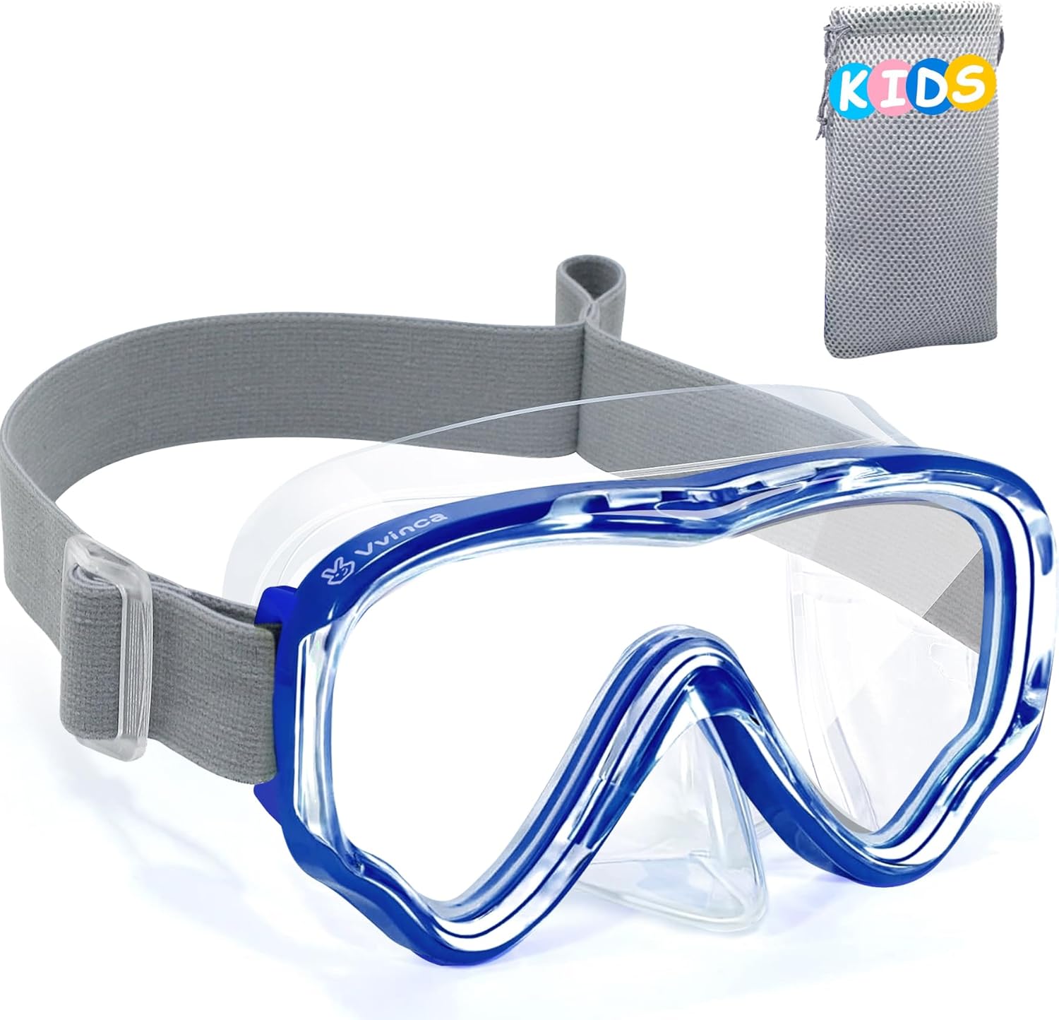 Vvinca Kids-Goggles with Nose Cover, Diving Mask Elastic Fabric Strap Anti Fog A...