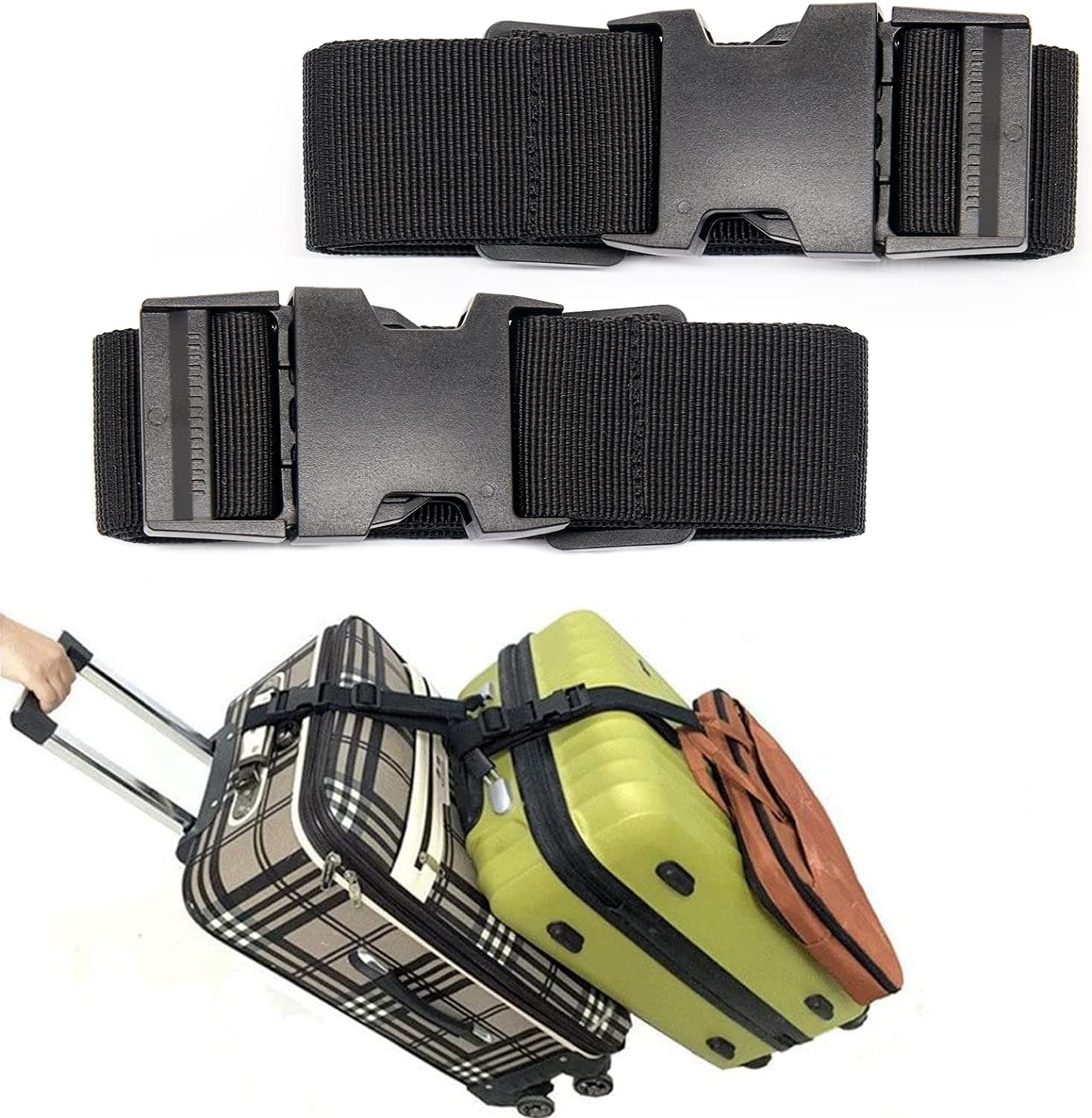 2Pack Add a Bag Luggage Strap Adjustable Suitcase Belt Travel Attachment Travel...