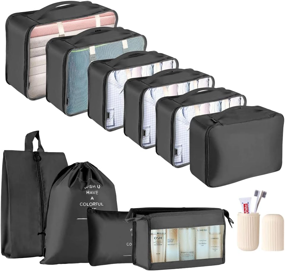 Packing Cubes for Suitcase - GEEDIAR 11 PCS Packing Cubes Travel Luggage Organiz...