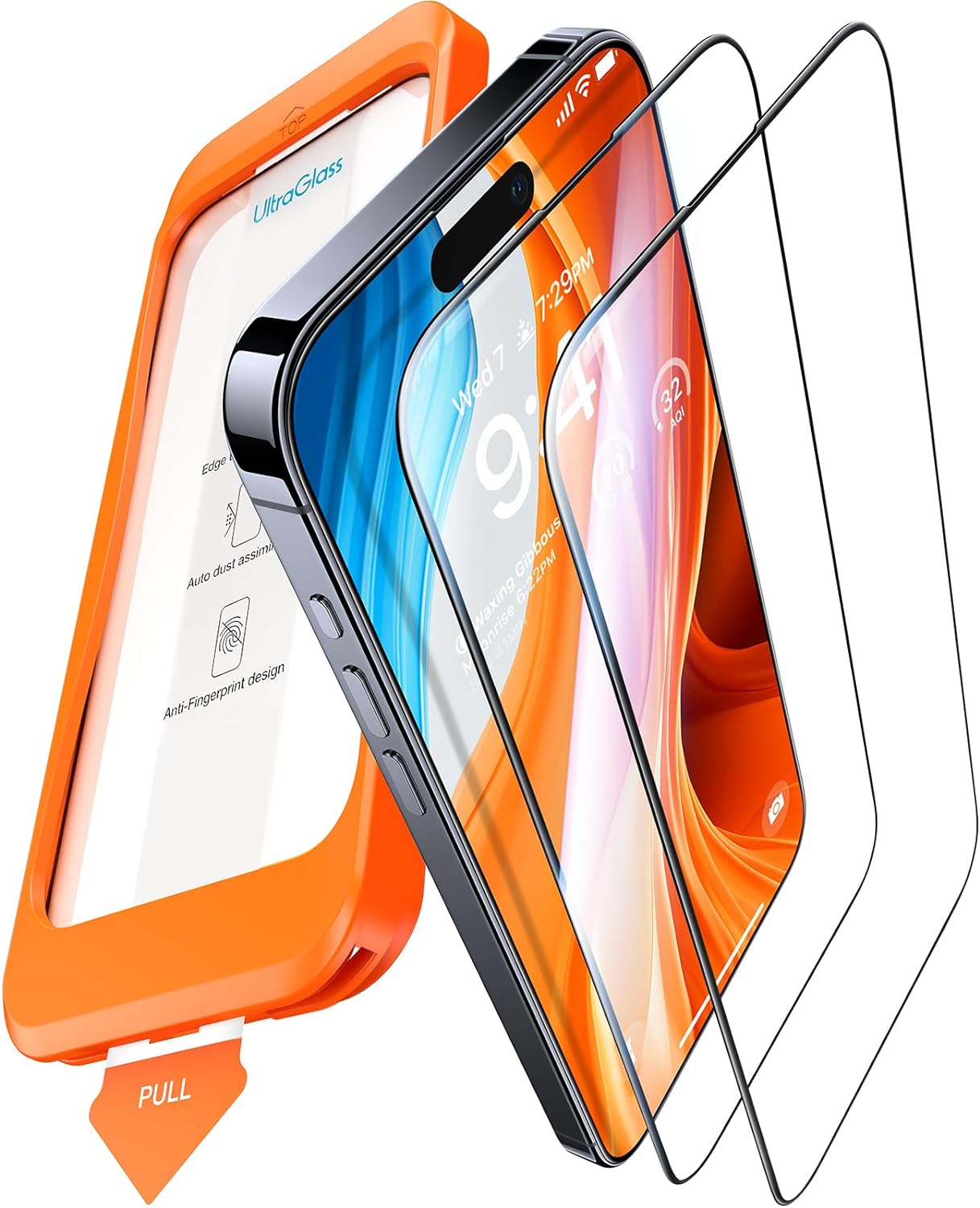 UltraGlass Top 9H+ Glass for iPhone 15 Pro Screen Protector [Military Grade Shat...
