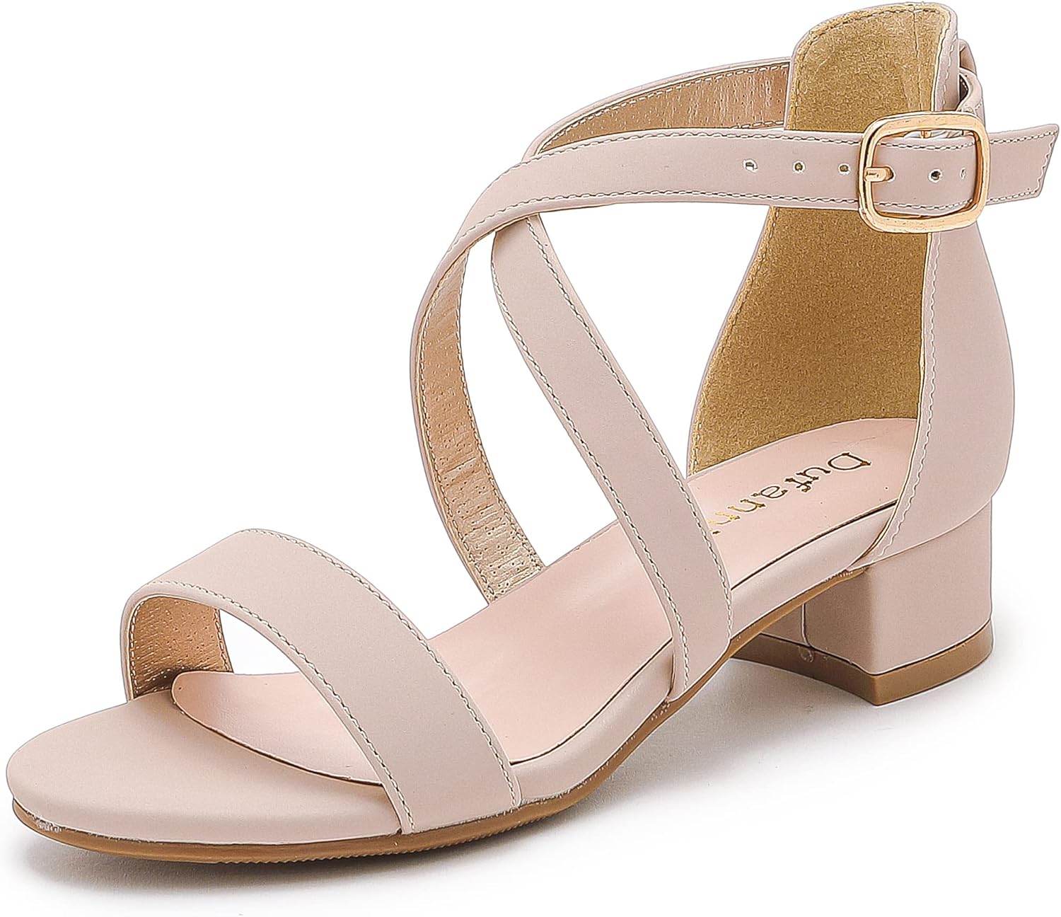 Dufannie Girls Sandals Low Heels Dress Pump Ankle Strap Open Toe Flower Girl Wed...