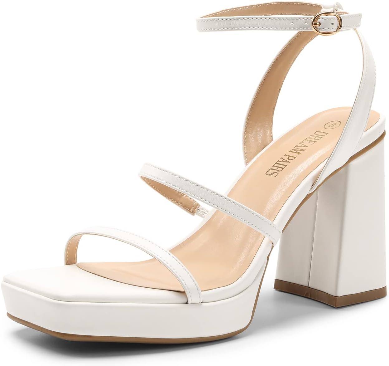 DREAM PAIRS Women's Platform Strappy Heels, Special Open Toe Ankle Strap Square...