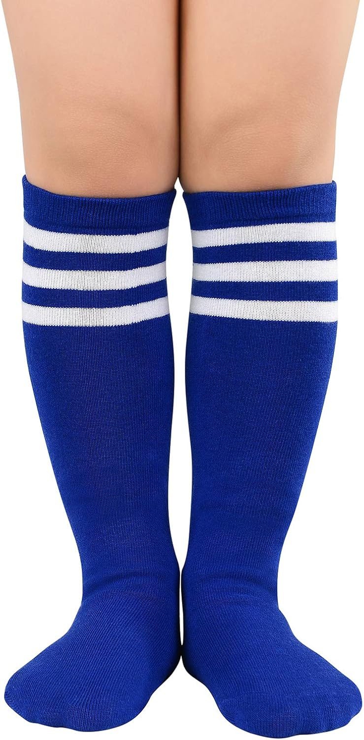 American Trends Kids Child Athletic Socks Striped Knee High Tube Soccer Socks Ba...