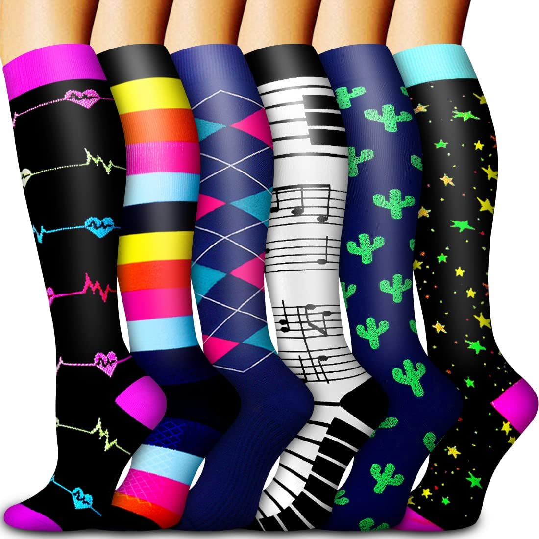 Bluemaple 6 Pack Copper Compression Socks for Women and Men Circulation-Best Sup...