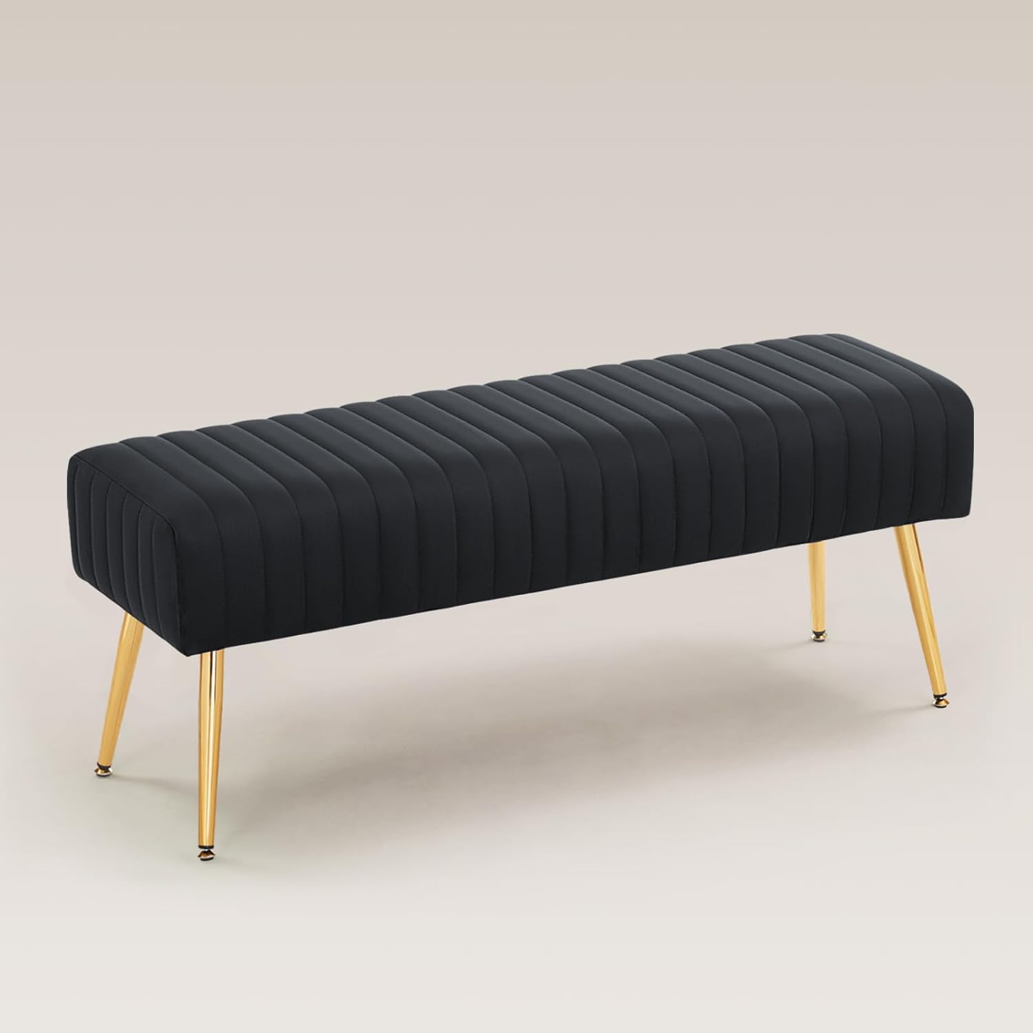 Furnimart 44 Inch Bedroom Ottoman Bench, Black Upholstered End of Bed Bench with...