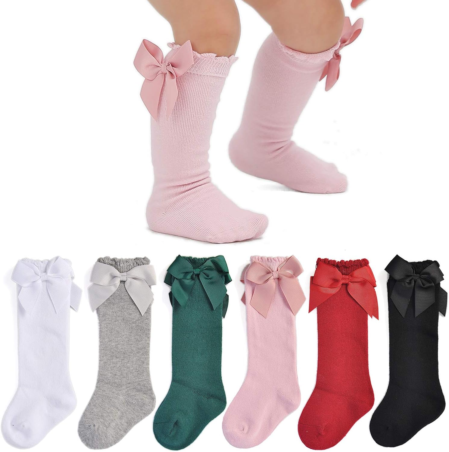 EPEIUS Baby Girls Knee High Socks, Special Cotton Uniform Socks, Unique Tube Ruf...