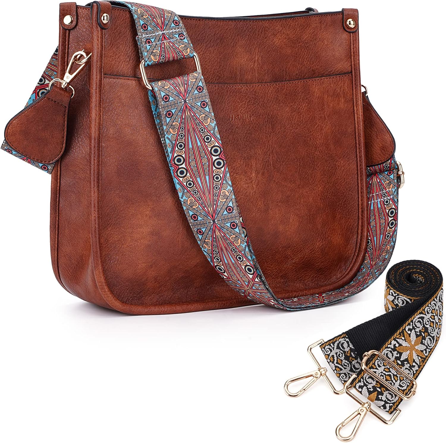 HKCLUF Crossbody Bags for Women Trendy Vegan Leather Hobo Handbags With 2PCS Adj...