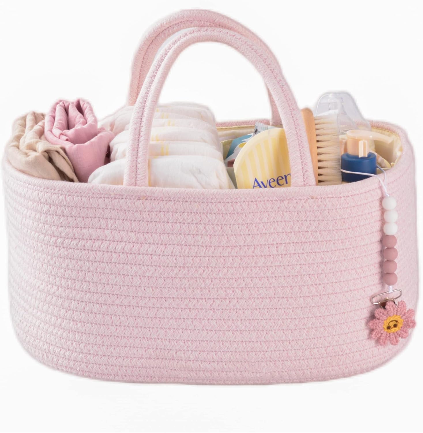 Baby Diaper Caddy Organizer for Girl Boy Rope Nursery Storage Bin Basket Portabl...