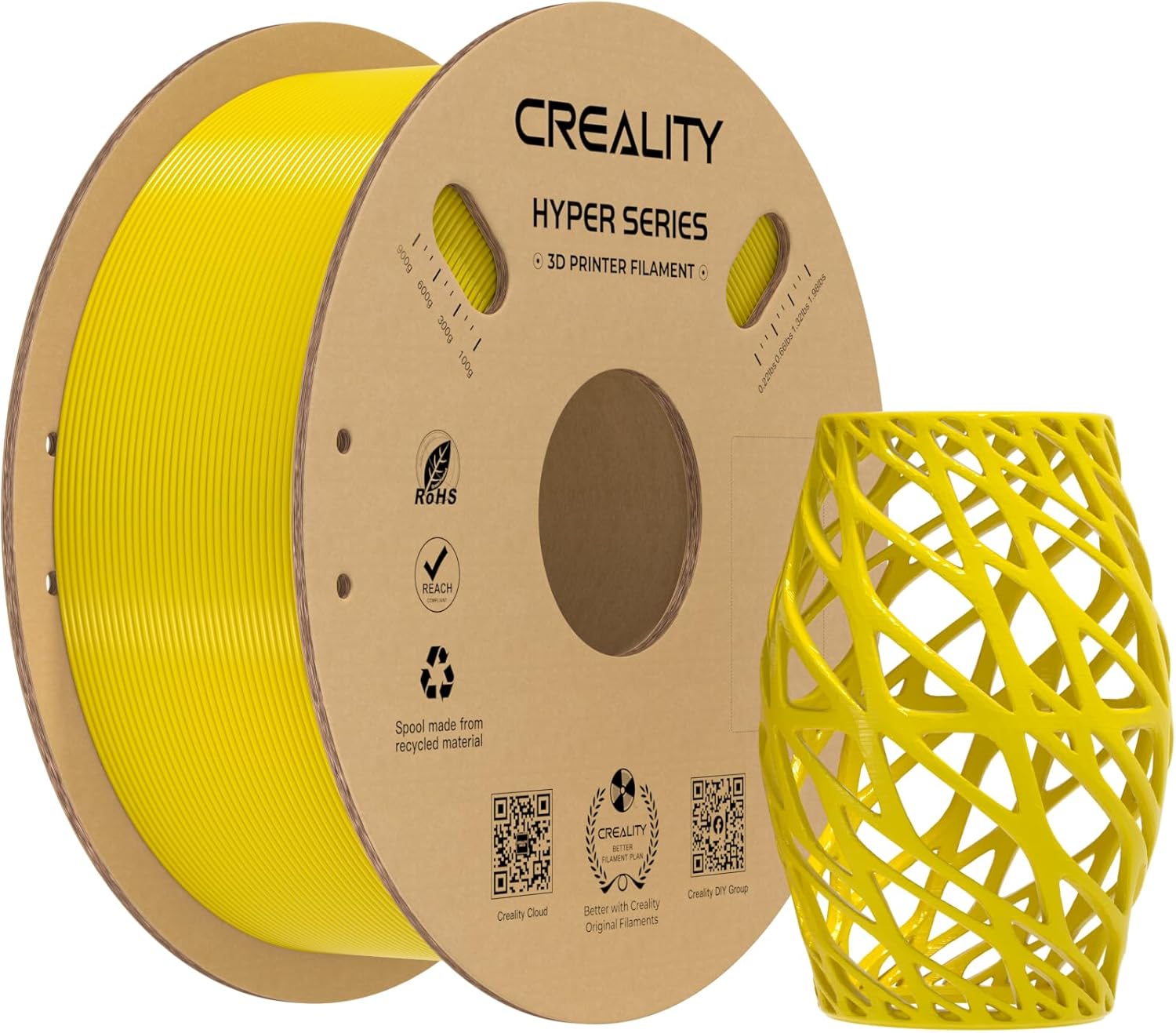 Creality Yellow PETG Filament, Special 3D Printer Filament for K1 Max, High-Spee...