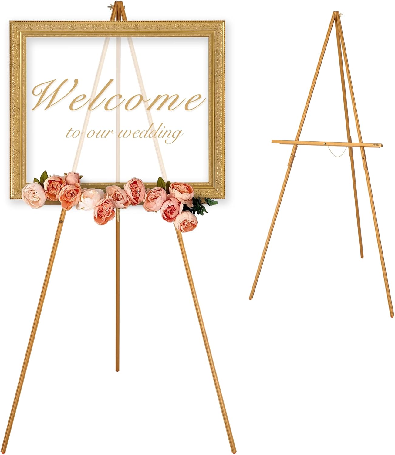 VISWIN 63" Wooden Tripod Display Easel Stand for Wedding Sign, Poster, A-Frame A...