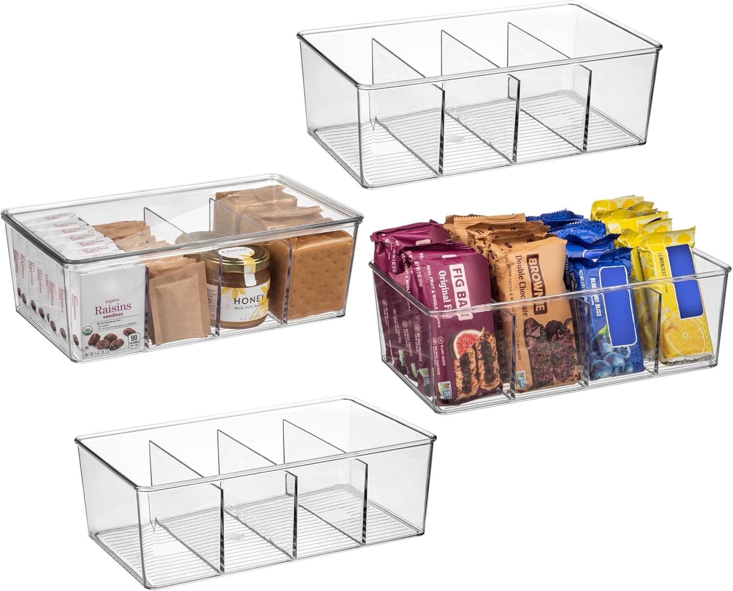 ClearSpace Plastic Pantry Organization and Storage Bins with Dividers & Lids – P...