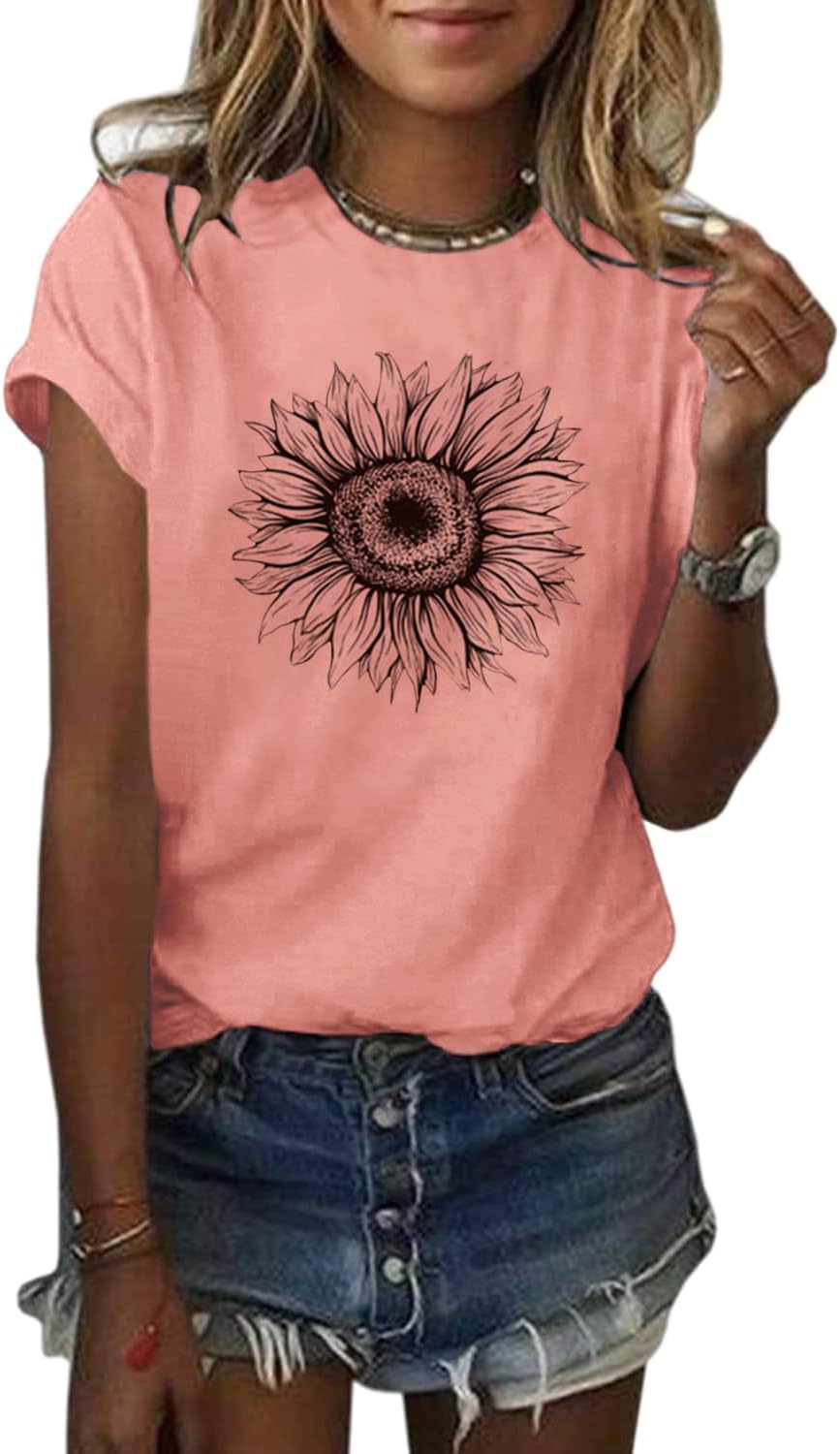 Cicy Bell Women's T Shirts, Special Short Sleeve Tees, Unique Sunflower Graphic...