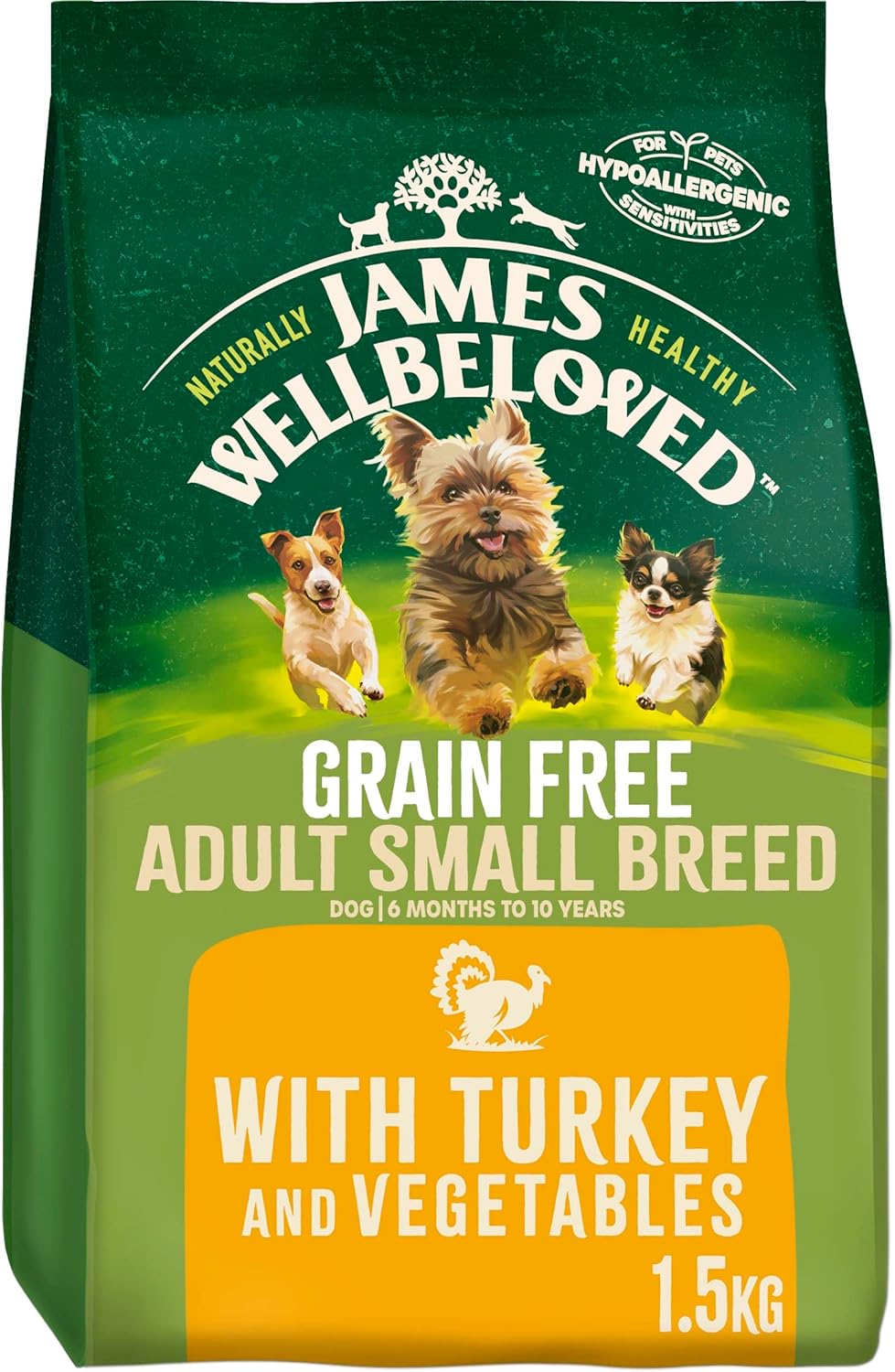 James Wellbeloved Grain Free Adult Small Breed Turkey and Vegetables 1.5 kg Bag,...
