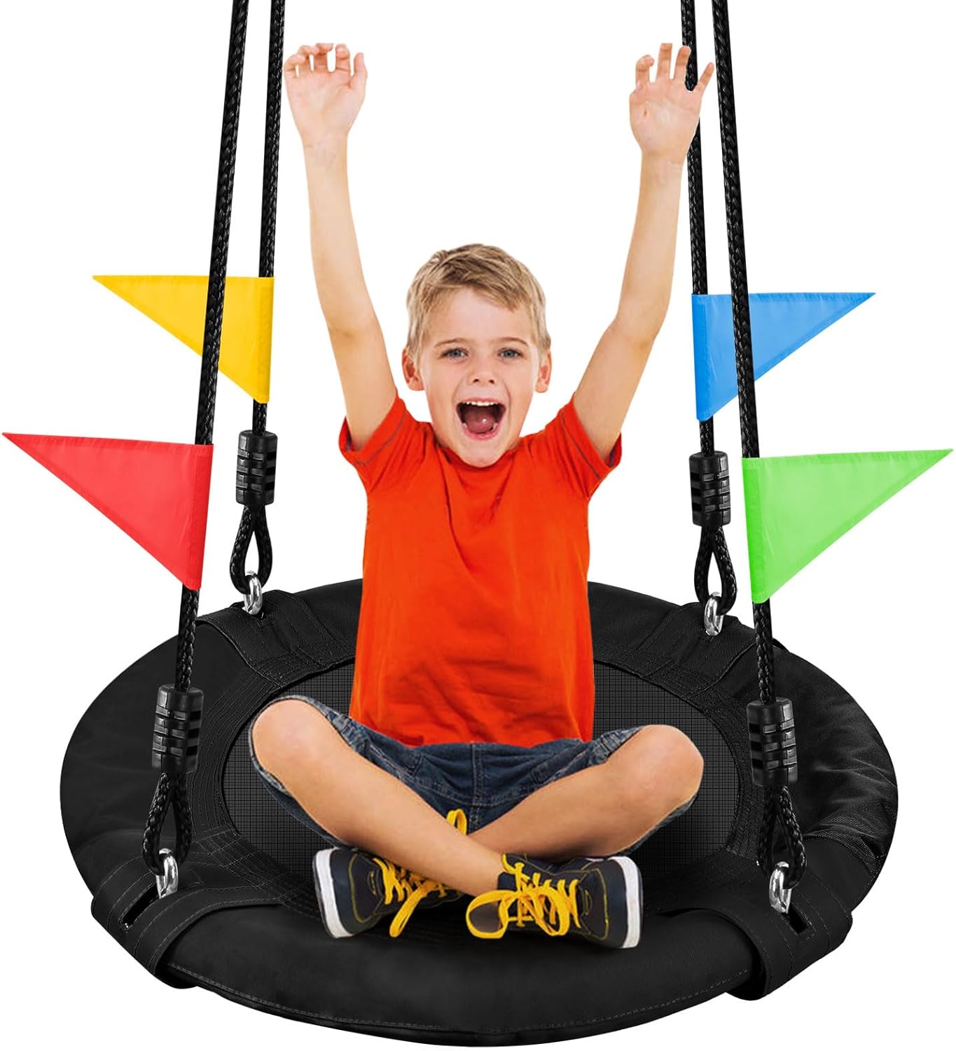 Odoland 24 inch Kids Tree Swing, Outdoor Small Saucer Swing - 900D Oxford Platfo...