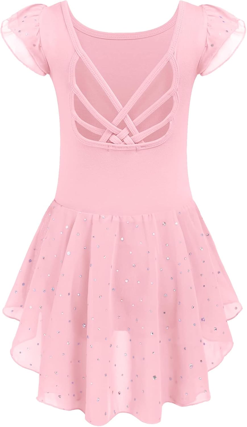 Arshiner Girls Shiny Ruffle Sleeve Ballet Leotard...