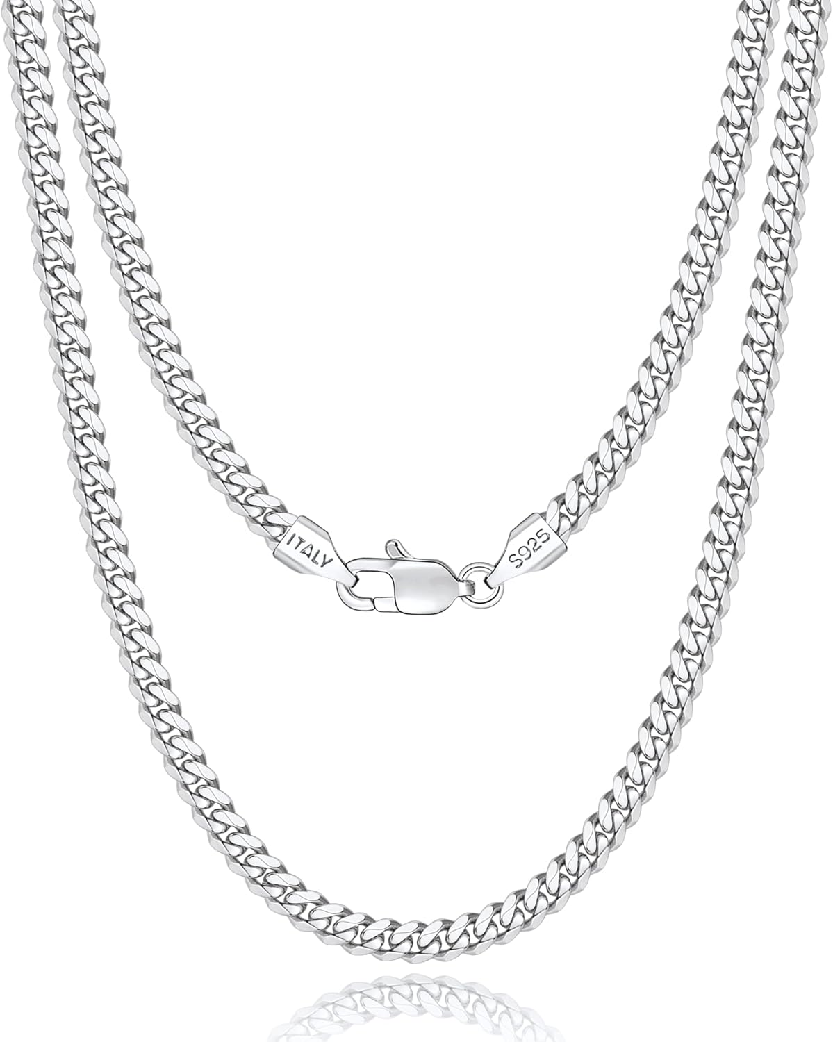 Italian 4mm Solid 18k Gold Over 925 Sterling Silver Chain Necklace for Men Women...