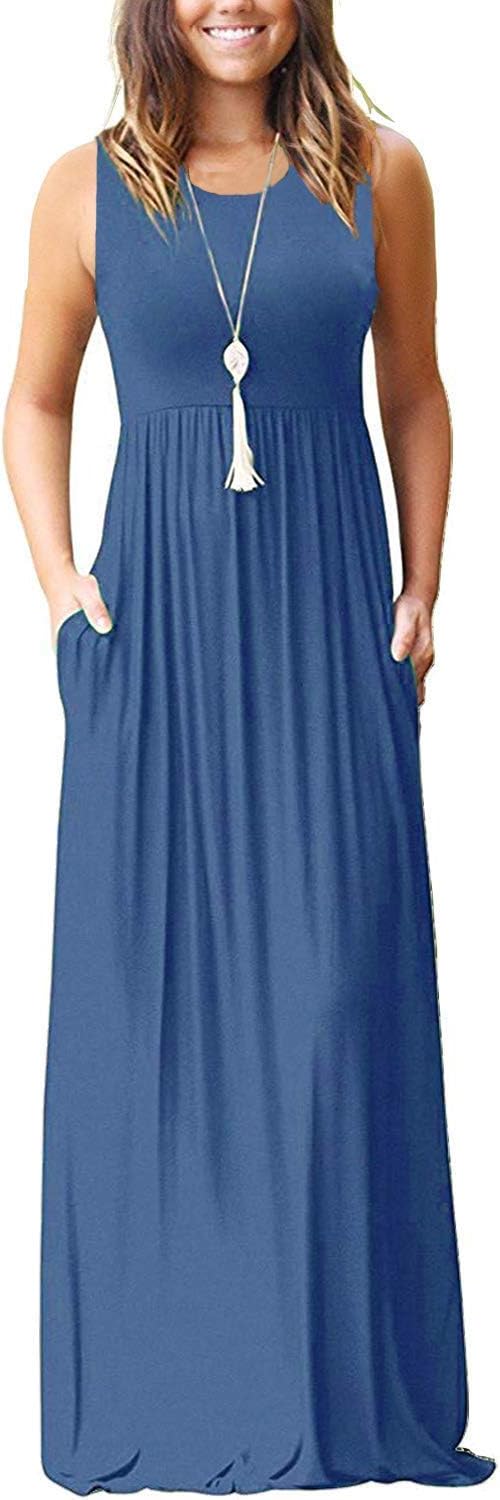 MOLERANI Women's Loose Plain Maxi Dresses Casual Long Dresses with Pockets Large...