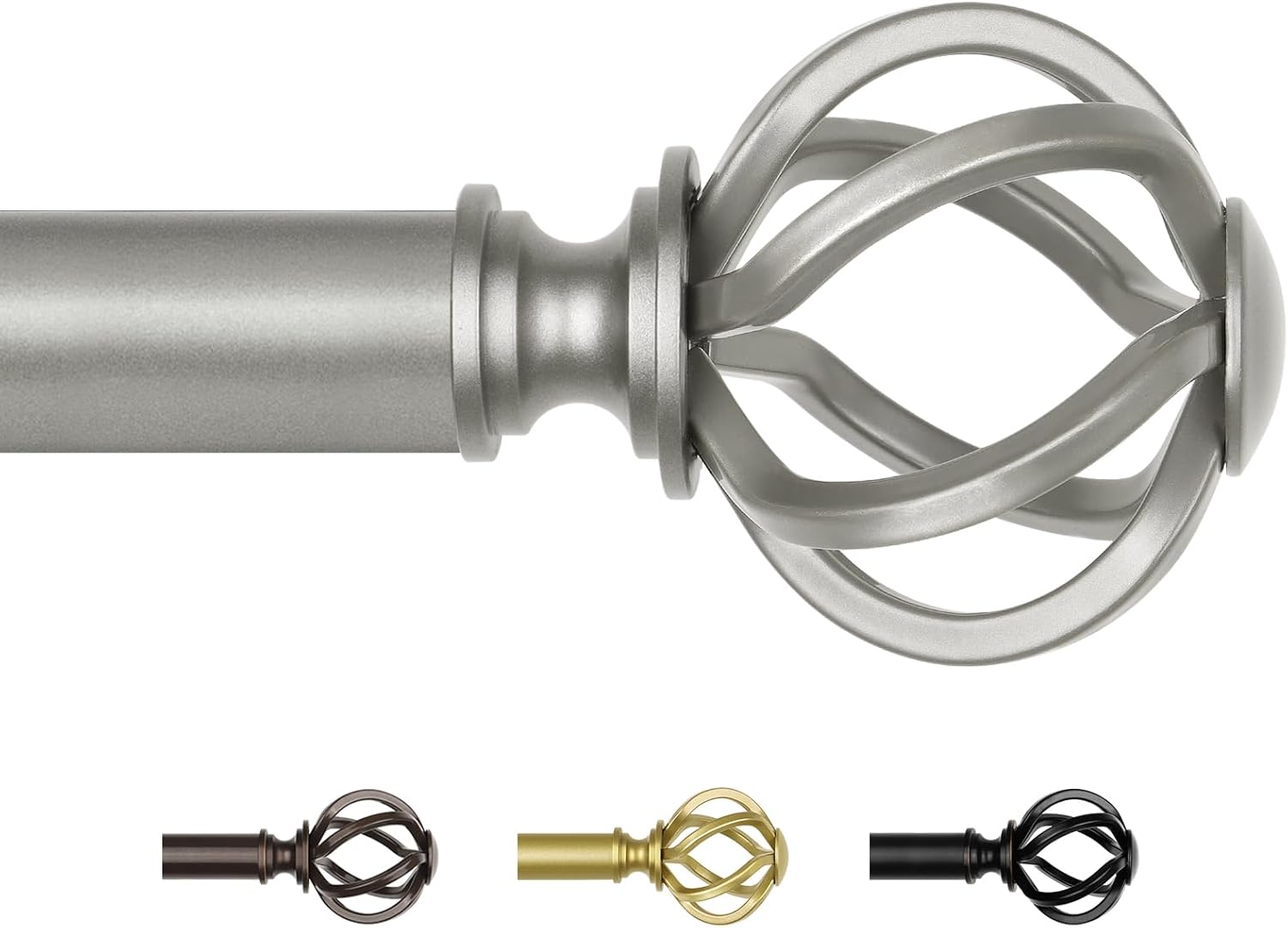 Curtain Rods for Windows 48 to 84 Inch, USFOOK Antique Silver Curtain Rod, 7/8 I...