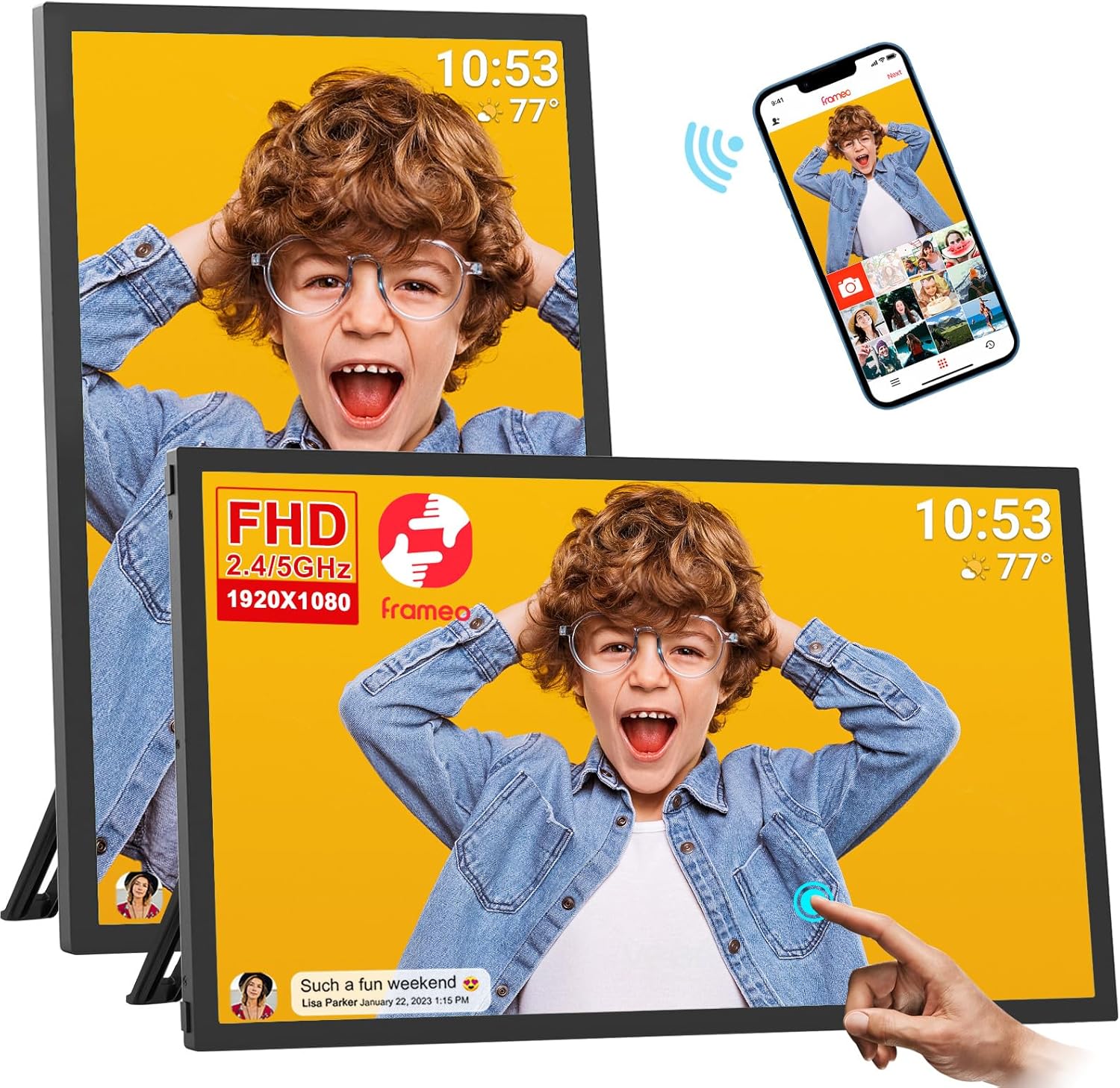 64GB 21.5inch FRAMEO Digital Photo Frame with 1920x1080 FHD IPS LCD Touch Screen...