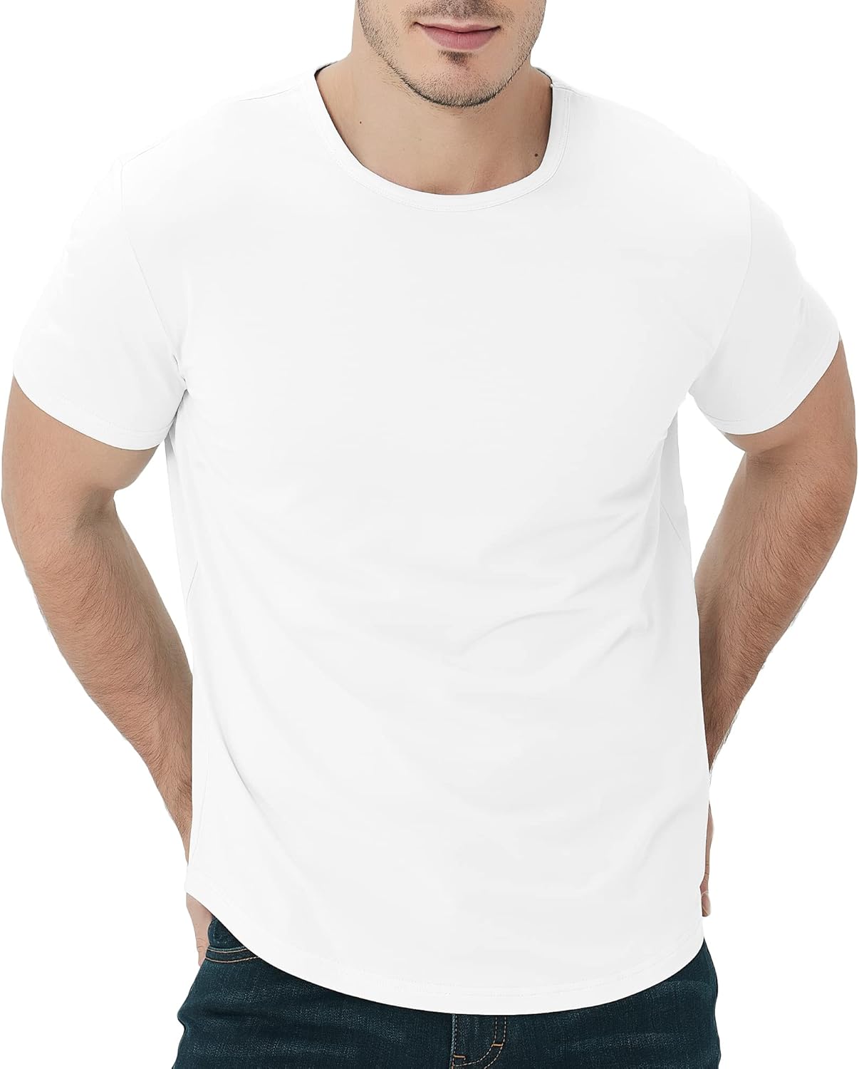 netdraw Men's Ultra Soft Bamboo Viscose T-Shirt Curve Hem Lightweight Cooling Sh...