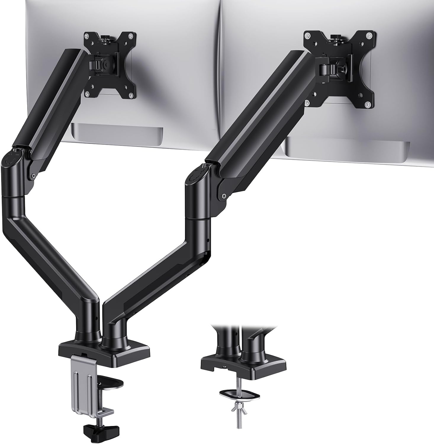 HUANUO Dual Monitor Mount for 2 Monitors up to 32 inches, Each Arm Holds Max 22l...