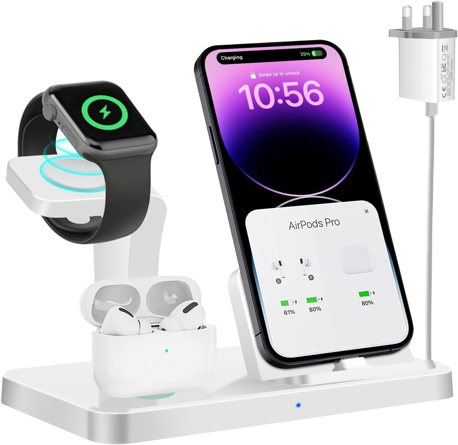 Charging Station for Apple Devices,3 in 1 Fast Charging Stand Compatible with iP...