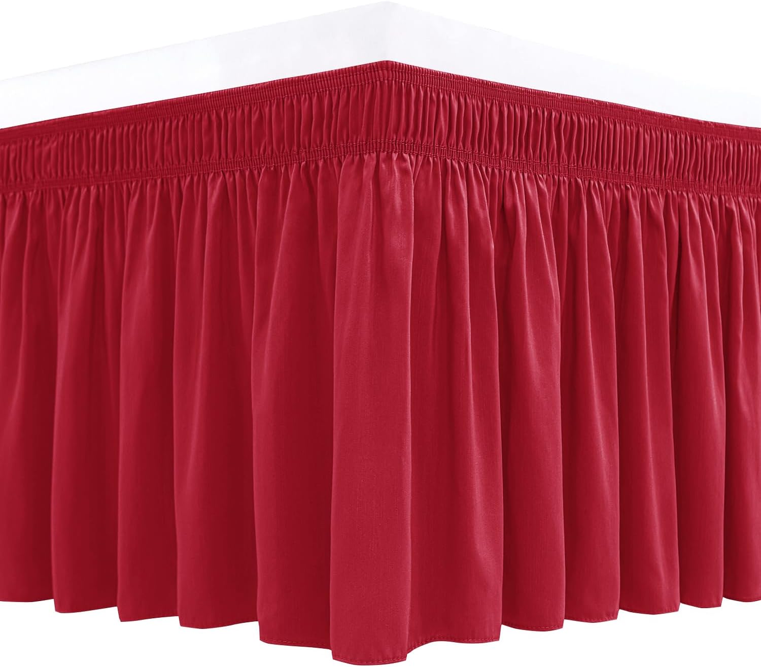 Biscaynebay Wrap Around Bed Skirts for Queen Beds with Short Drop of 12", Red Ad...