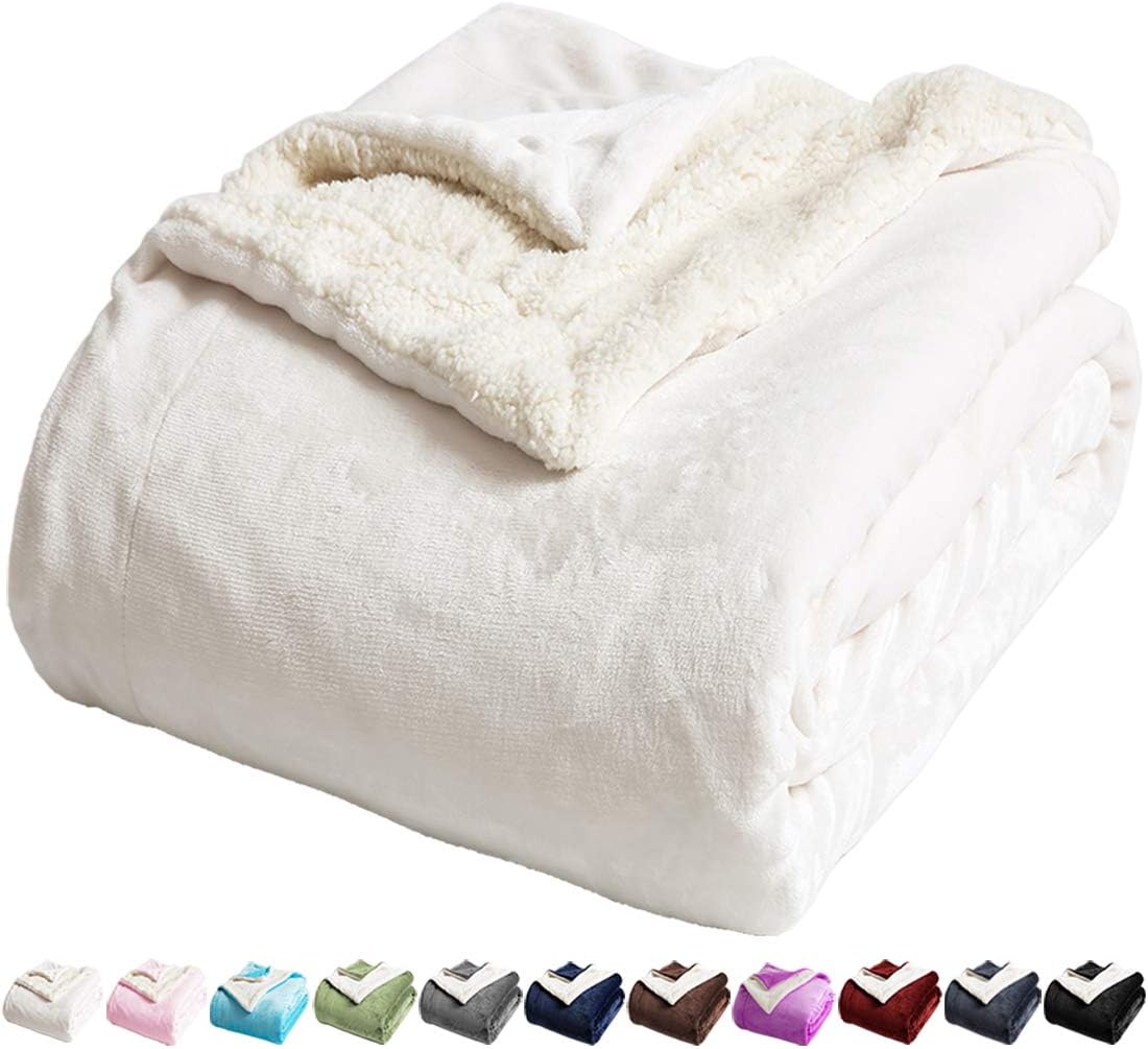 LBRO2M Sherpa Fleece Bed Blanket King Size Super Soft Plush Warm Cozy Fluffy Mic...