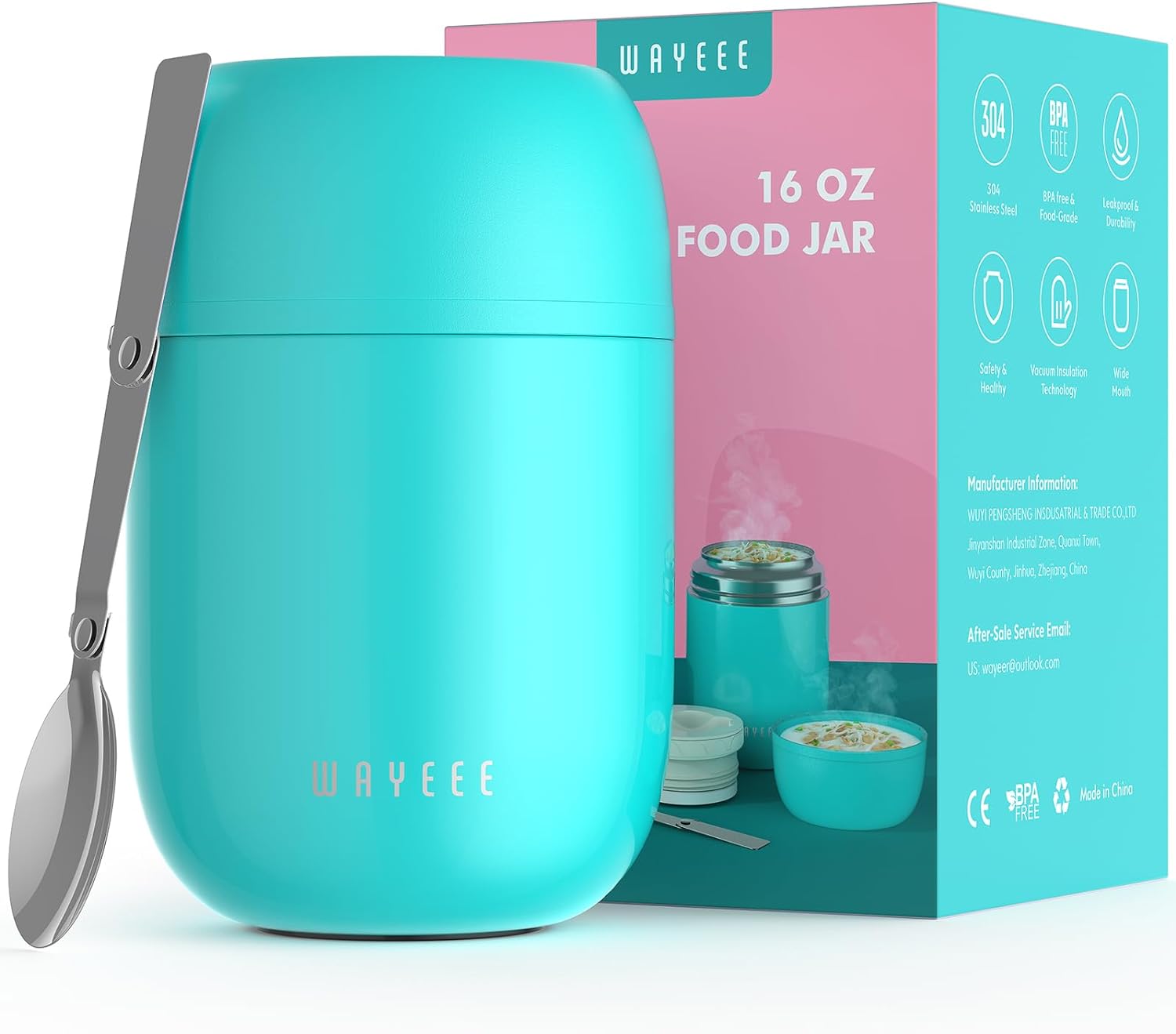WayEee Food Thermos for Hot Food Insulated Food Jar, Vacuum Bento Box Lunch Cont...