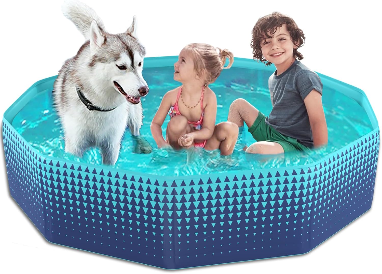 Jasonwell Foldable Dog Kiddie Pool - Hard Plastic Kids Paddling Pool Toddler Bab...