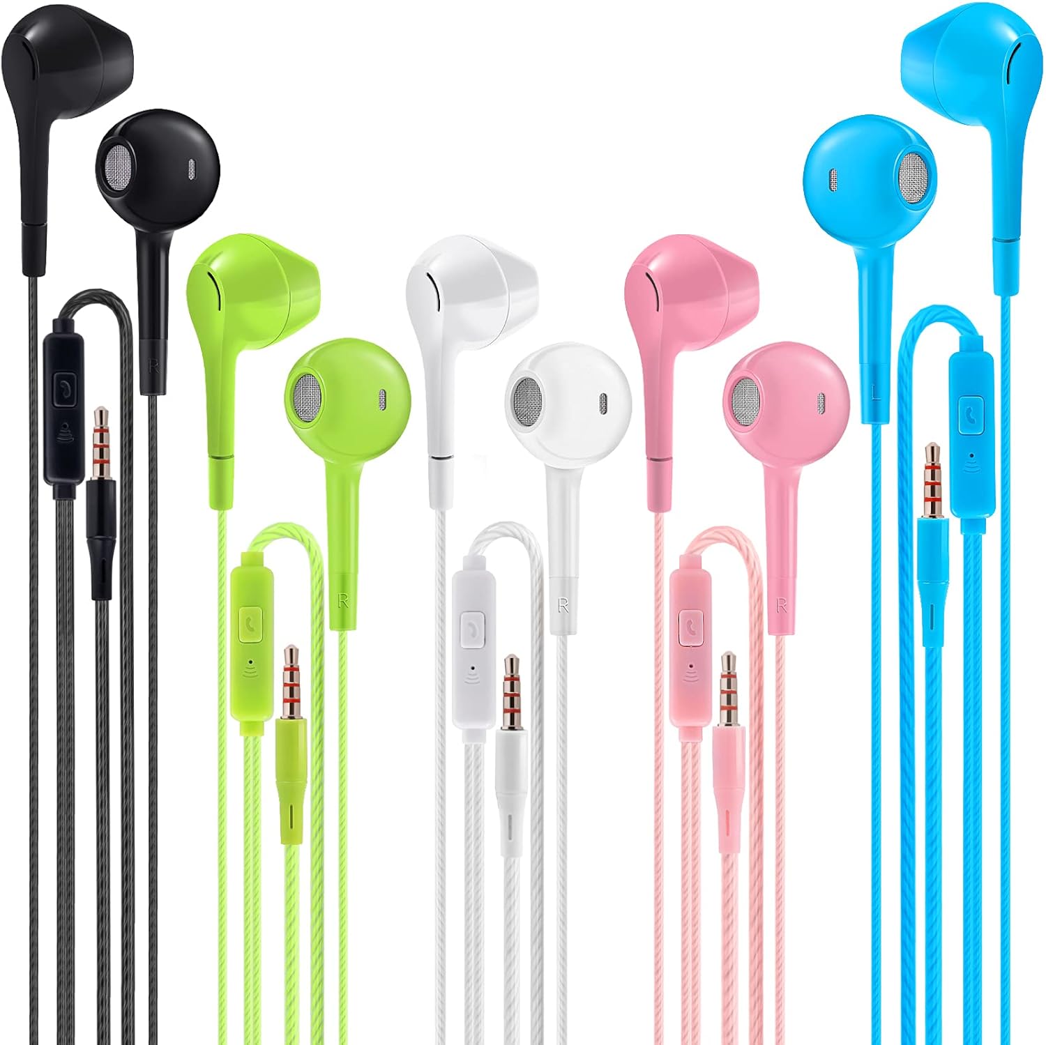 Earbuds Headphones with Microphone Pack of 5, Nois...